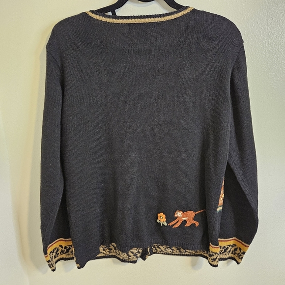 Vintage Cardigan Floral Embroidered Long Sleeve Sweater Size Large Art t… - Picture 2 of 13